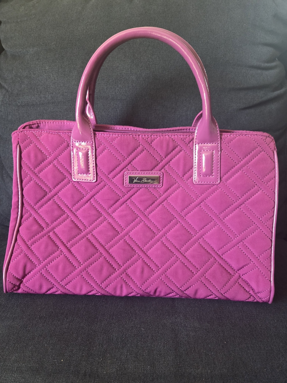 Vera Bradley Quilted Patent-Trim Hot Pink Shoulder Bag